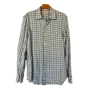 Banana Republic VTG Linen Button Down Shirt Long Sleeve Gingham Checkered Casual